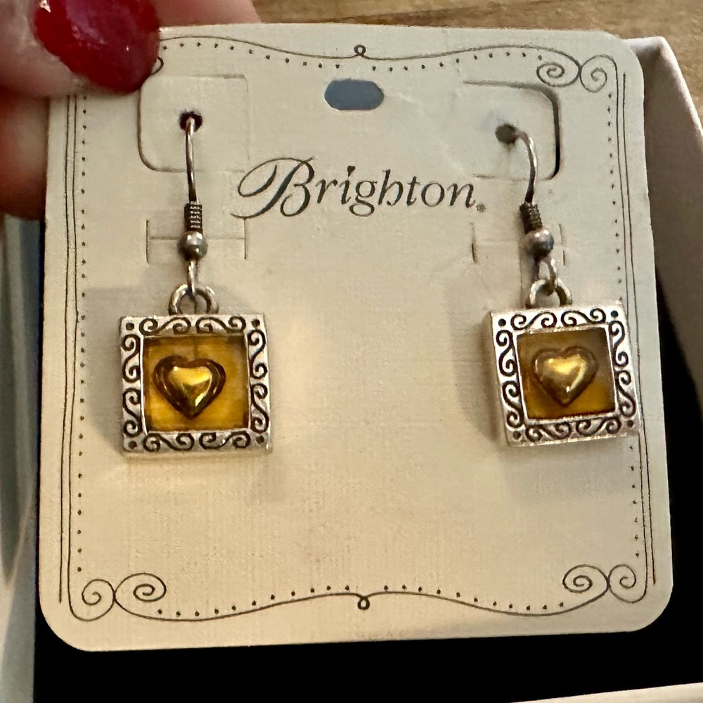 Brighton Two Toned Square Heart Scroll Fishhook E… - image 3